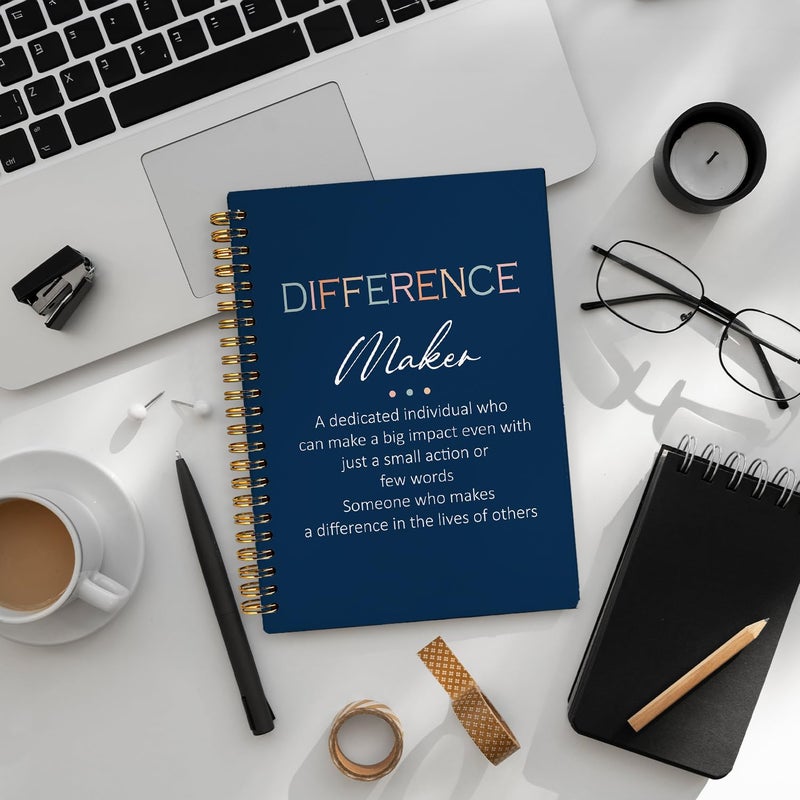 WLIANG Difference Maker Gift Notebook Journal, Appreciation Gifts for Coworkers Teacher Mentor Boss Coach, Coworker Gifts, Thank You Gifts for Women Men Spiral Notebook 5.5x8.3 Inch(Navy blue) - Image 5